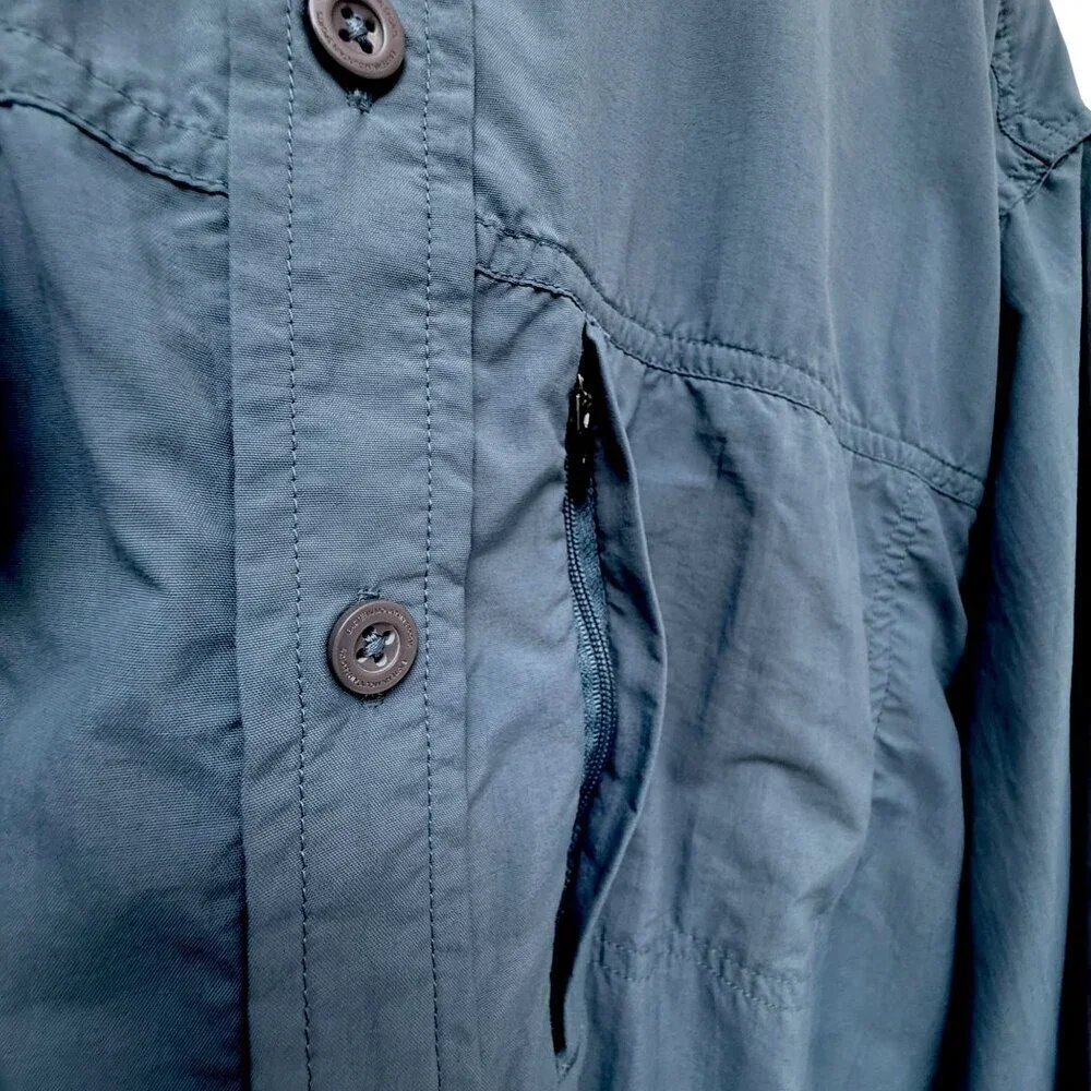 EMS  Mens Utility Shirt Large Blue Nylon Hiking Eastern Mountain Sports Outdoors